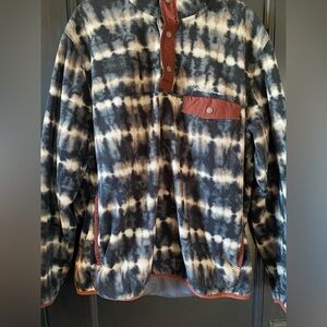 Eddie Bauer Black and Brown Tie-Dye Fleece Jacket